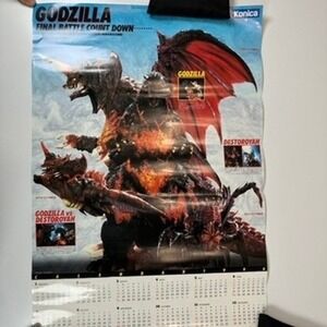 1996 Godzilla vs Destoroyah Movie Promo Calendar Poster Konica VTG Anime Japan